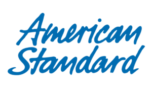 Blue "American Standard" logo written in a cursive font on a white background.